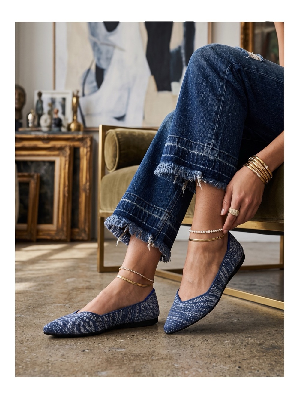 VHTF: Rothy’s ➤ The Point Ballet Flat ➤ Indigo Heather Blue ➤ 8M ➤ Retired Color